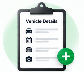 Vehicle details form on a clipboard